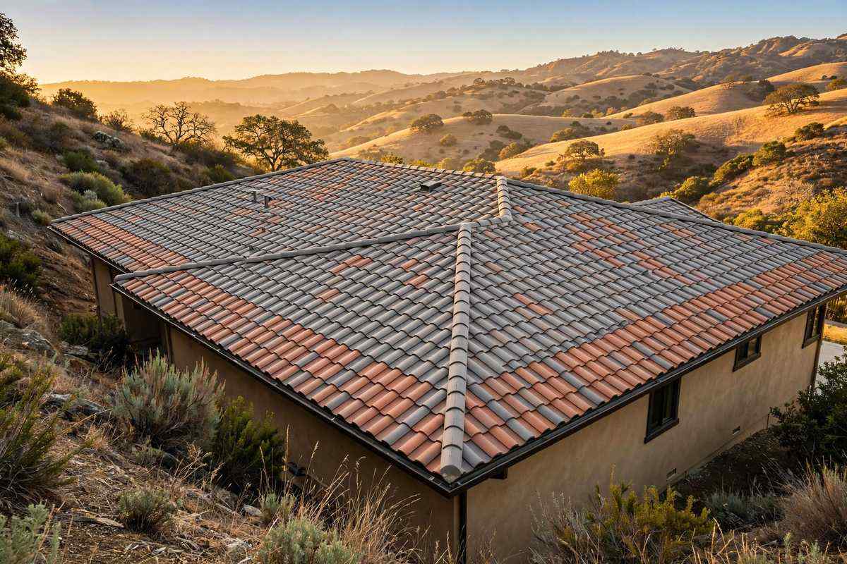 Concrete tile roof on a Simi Valley hillside home