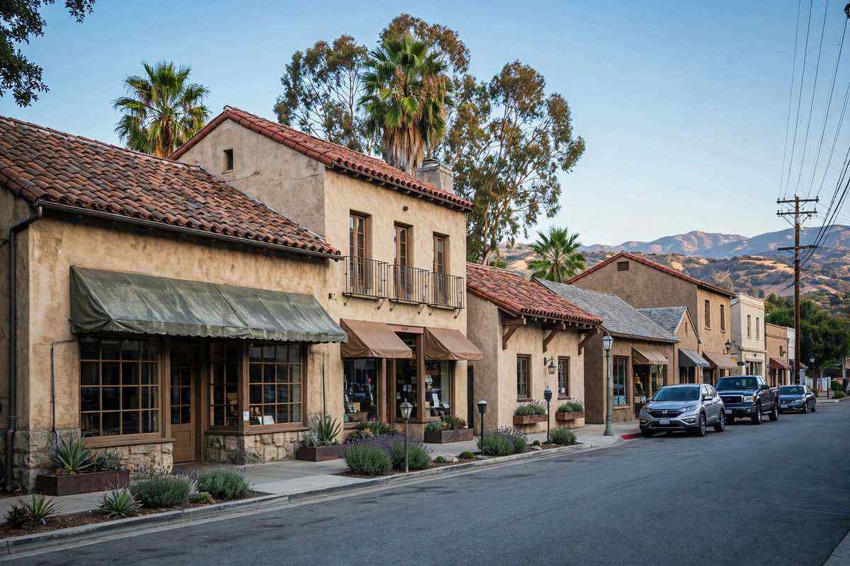Older homes and storefronts in Old Town, Simi Valley