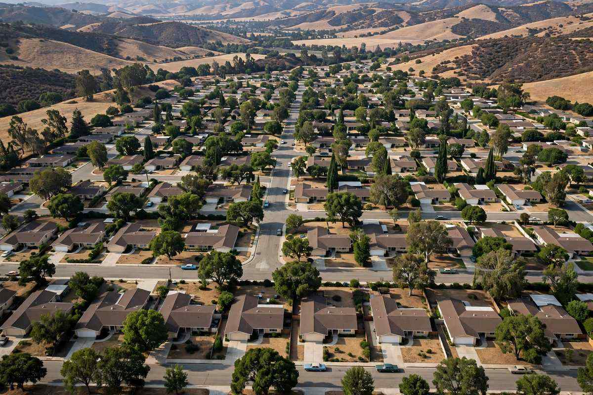 Aerial view of Simi Valley tract rooftops